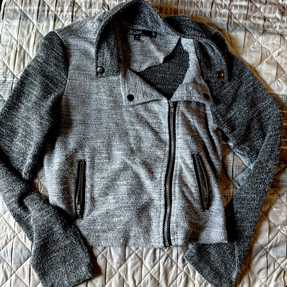 Ashley By 26 International Two-Tone Gray Moto Jacket